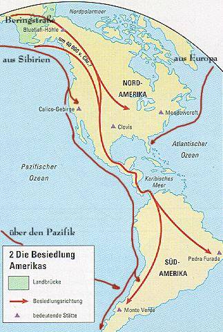 Karte der Besiedlung von Amerika